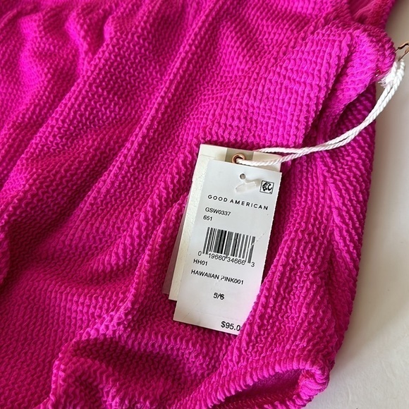 GOOD American Always Fit Metallic Shoulder One Piece Swimsuit Hawaiian Pink - Picture 5 of 9